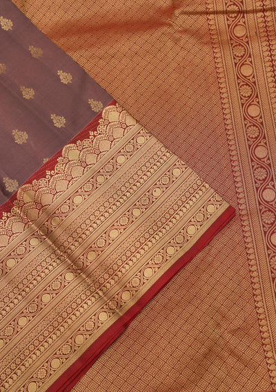 Brown Zariwork Pure Silk Saree-Koskii