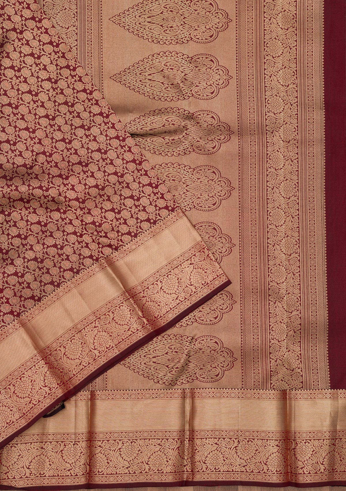 Brown Zariwork Pure Silk Saree-Koskii