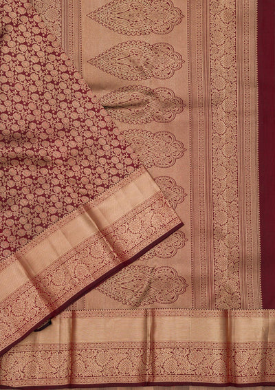 Brown Zariwork Pure Silk Saree-Koskii