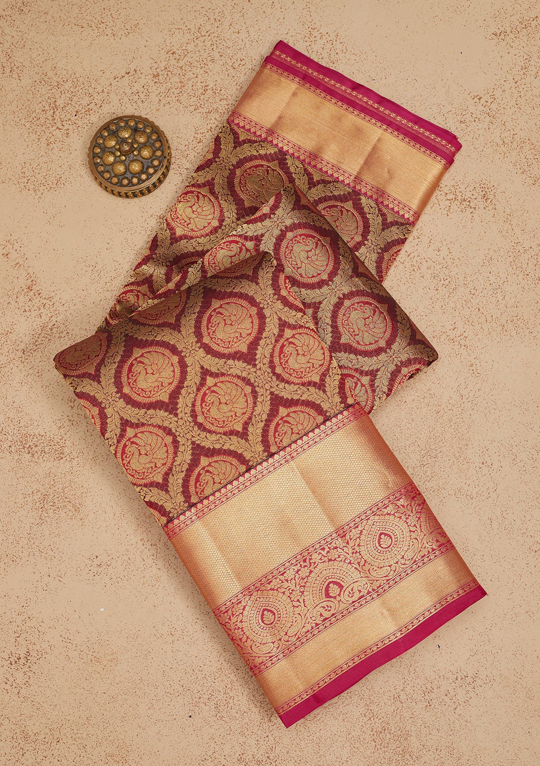 Brown Zariwork Pure Silk Saree-Koskii