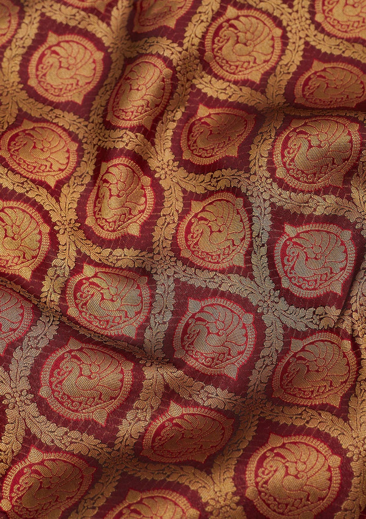 Brown Zariwork Pure Silk Saree-Koskii