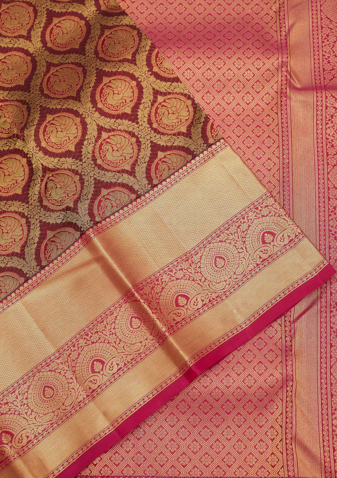 Brown Zariwork Pure Silk Saree-Koskii