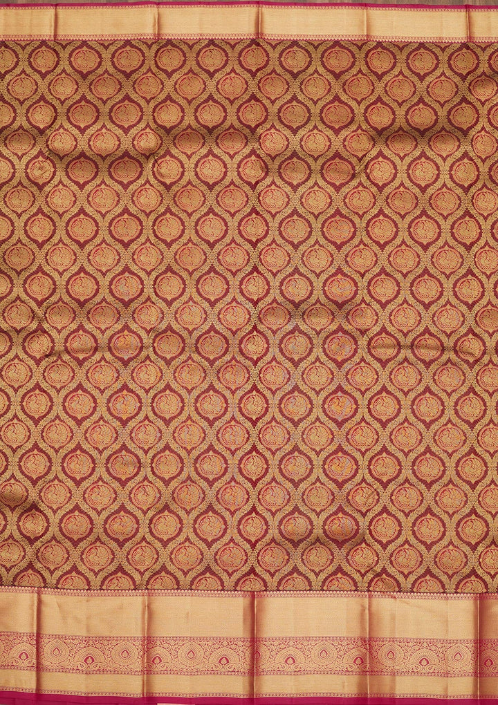 Brown Zariwork Pure Silk Saree-Koskii
