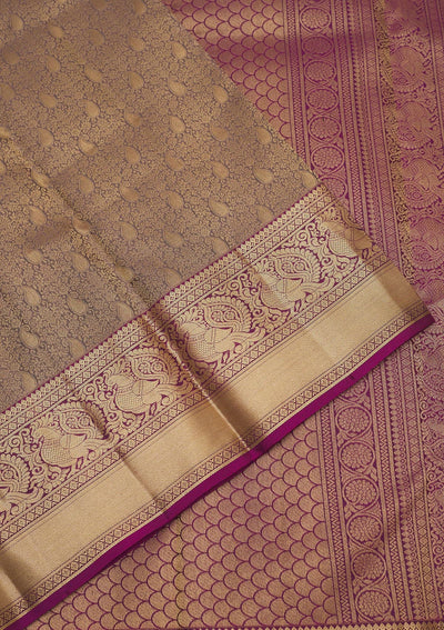 Brown Zariwork Pure Silk Saree-Koskii