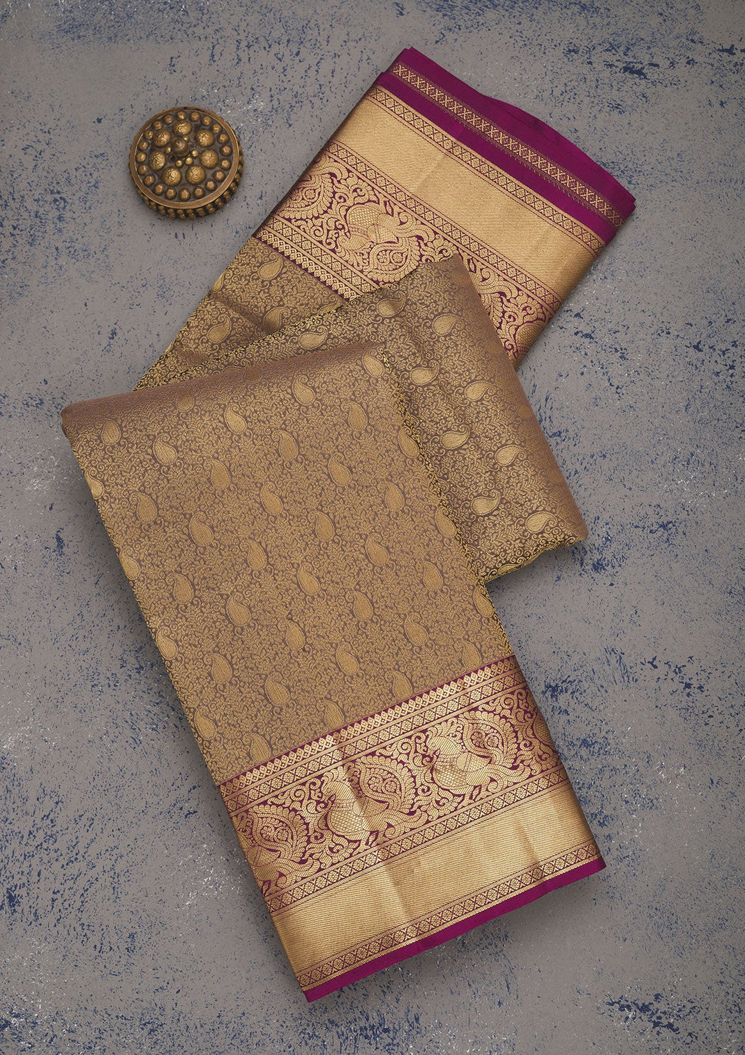 Brown Zariwork Pure Silk Saree-Koskii