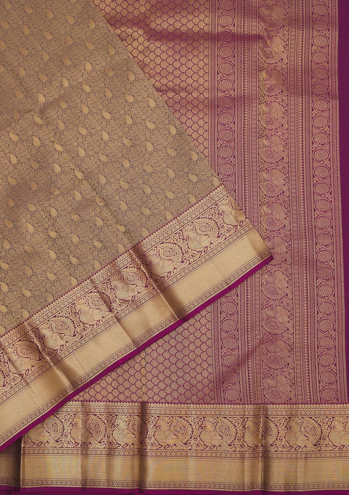 Brown Zariwork Pure Silk Saree-Koskii