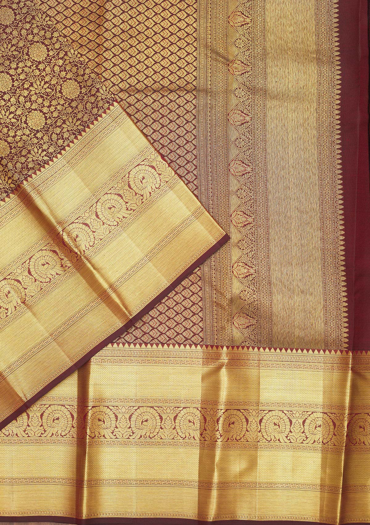 Brown Zariwork Pure Silk Saree-Koskii