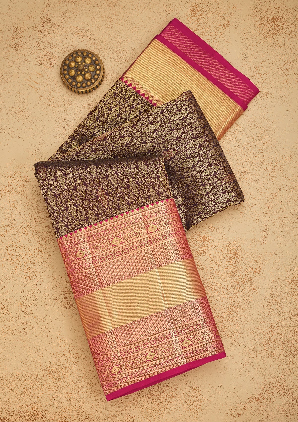 Brown Zariwork Pure Silk Saree-Koskii