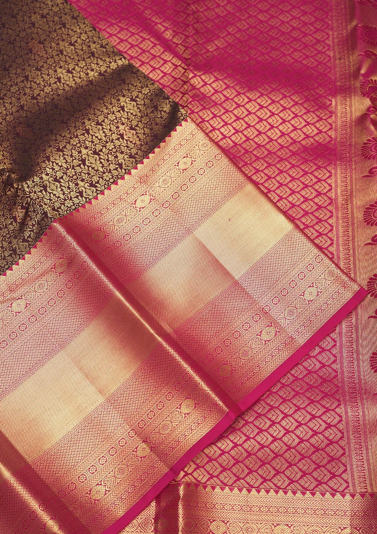 Brown Zariwork Pure Silk Saree-Koskii