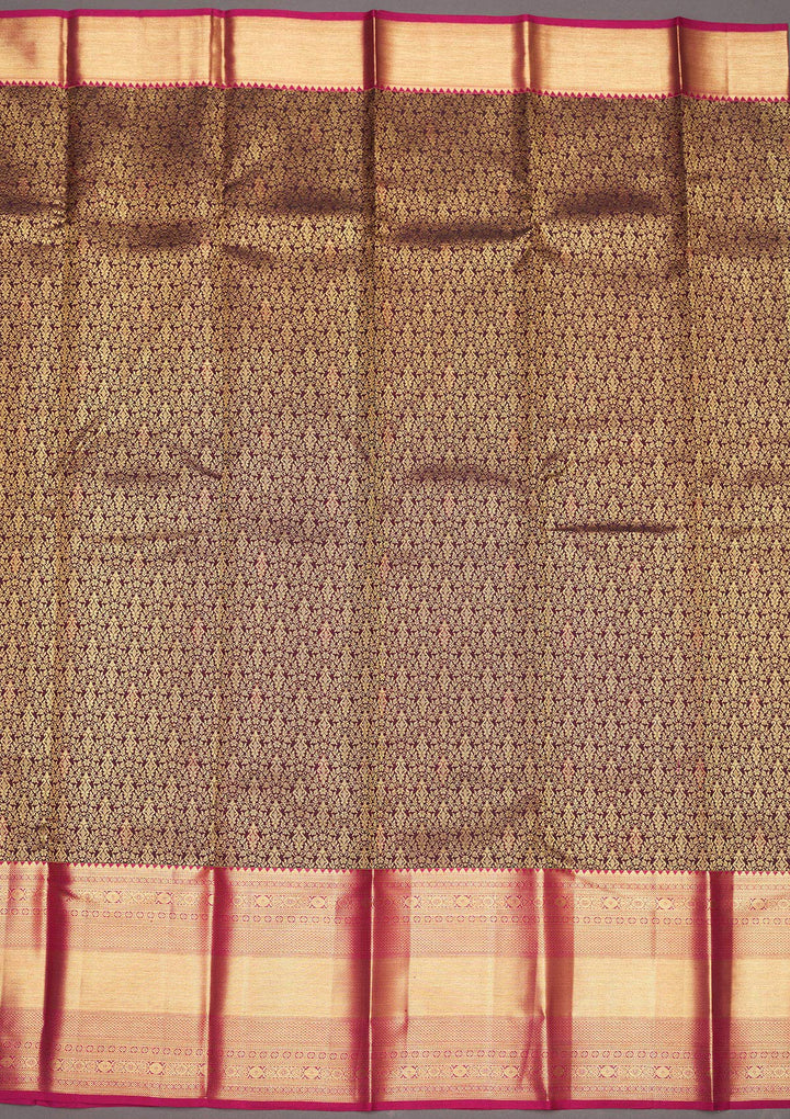 Brown Zariwork Pure Silk Saree-Koskii