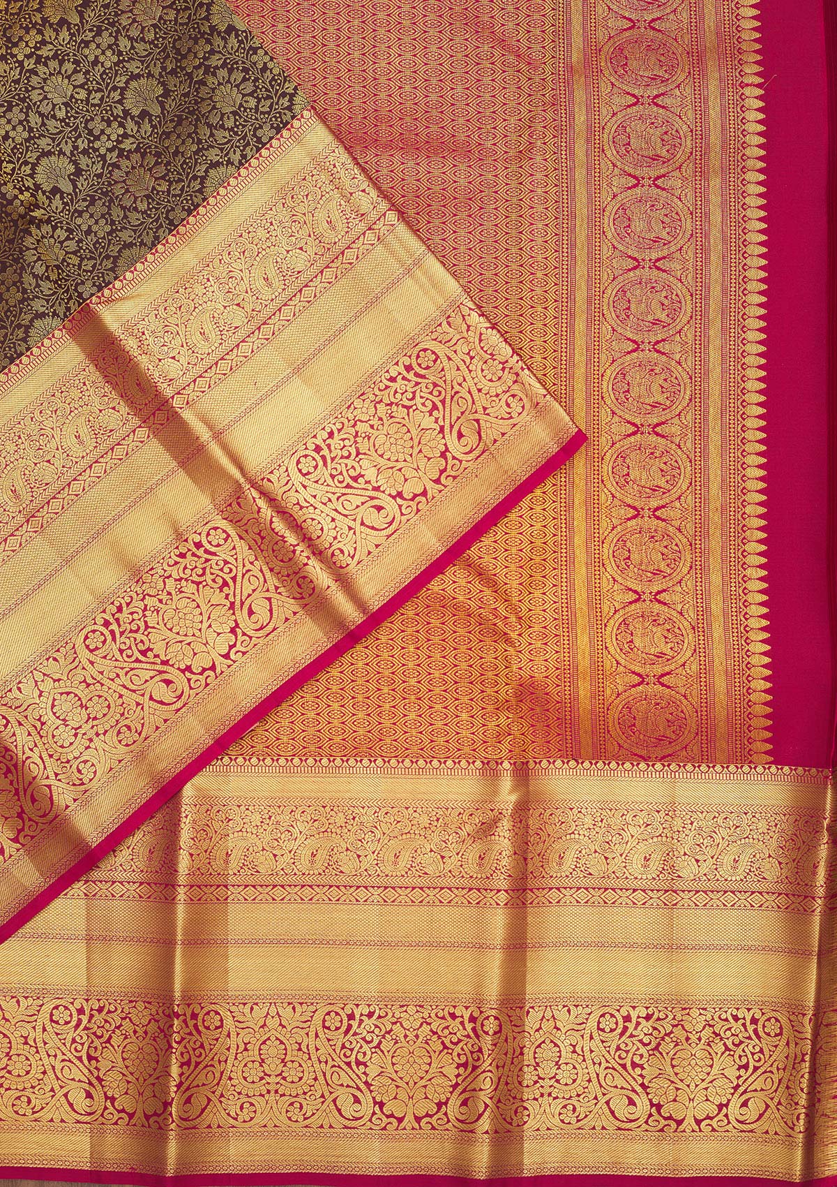 Brown Zariwork Pure Silk Saree-Koskii