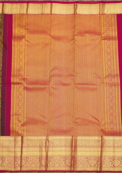 Brown Zariwork Pure Silk Saree-Koskii