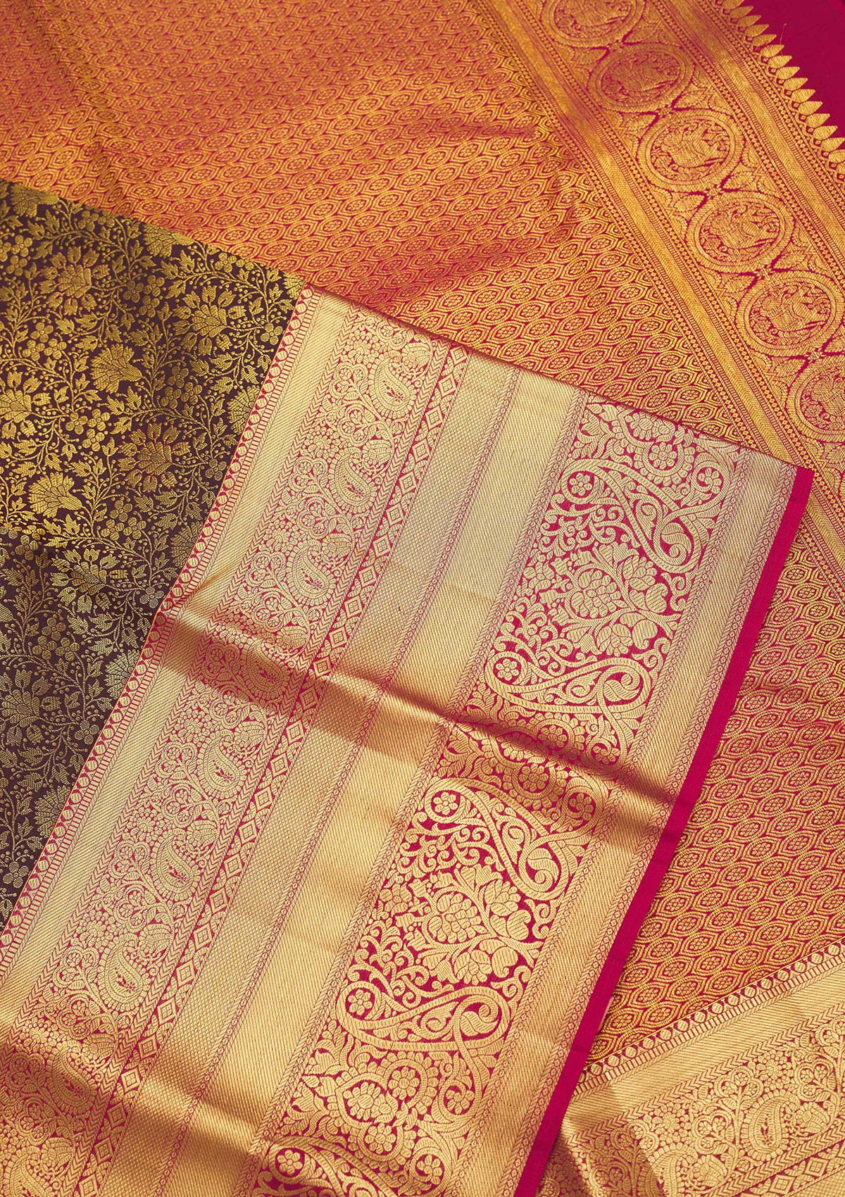 Brown Zariwork Pure Silk Saree-Koskii