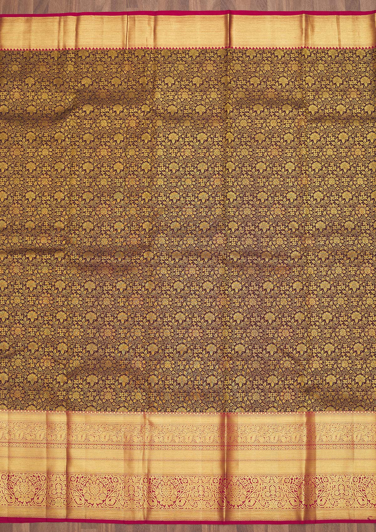 Brown Zariwork Pure Silk Saree-Koskii