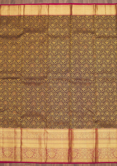 Brown Zariwork Pure Silk Saree-Koskii