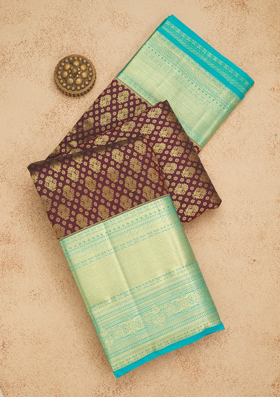 Brown Zariwork Pure Silk Saree-Koskii