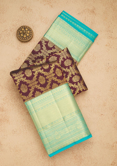 Brown Zariwork Pure Silk Saree-Koskii