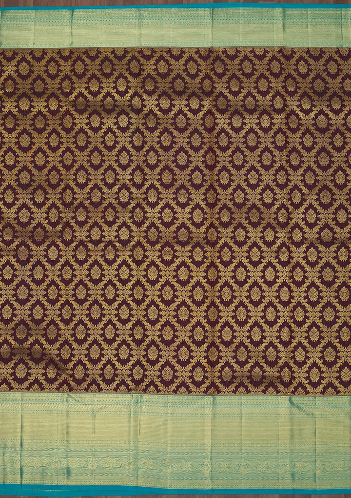 Brown Zariwork Pure Silk Saree-Koskii