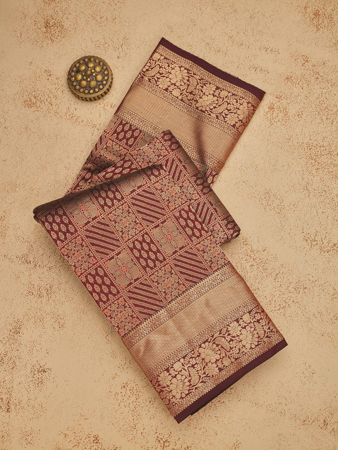 Brown Zariwork Pure Silk Saree-Koskii