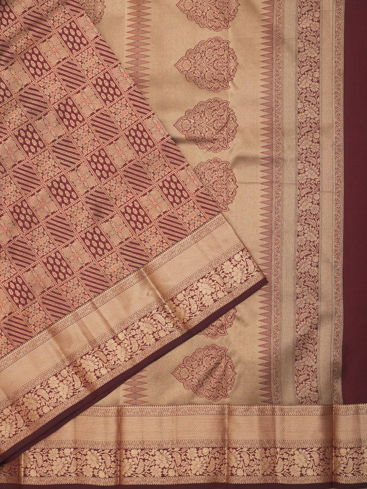 Brown Zariwork Pure Silk Saree