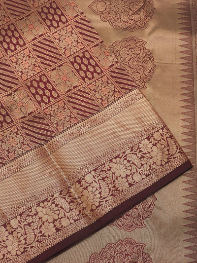 Brown Zariwork Pure Silk Saree