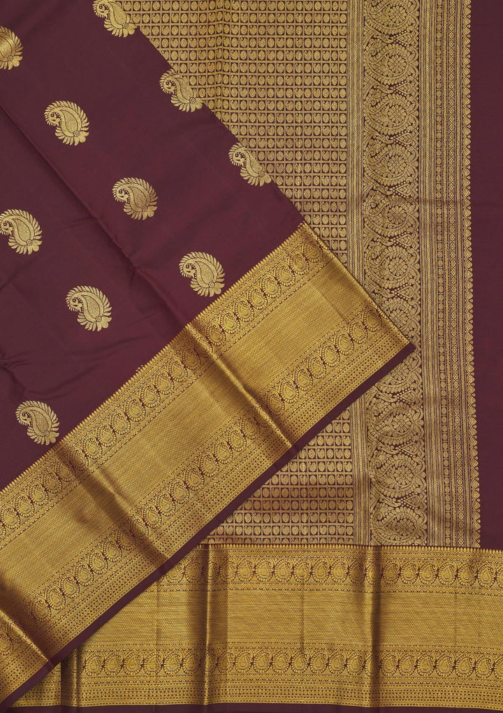 Brown Zariwork Pure Silk Saree