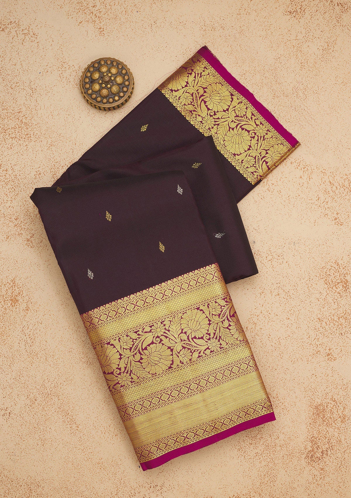 Brown Zariwork Pure Silk Saree-Koskii