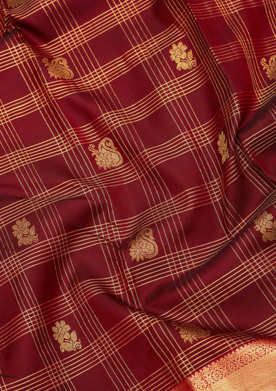 Brown Zariwork Pure Silk Saree