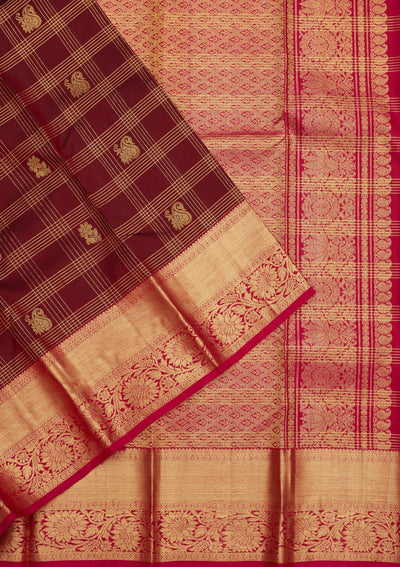 Brown Zariwork Pure Silk Saree