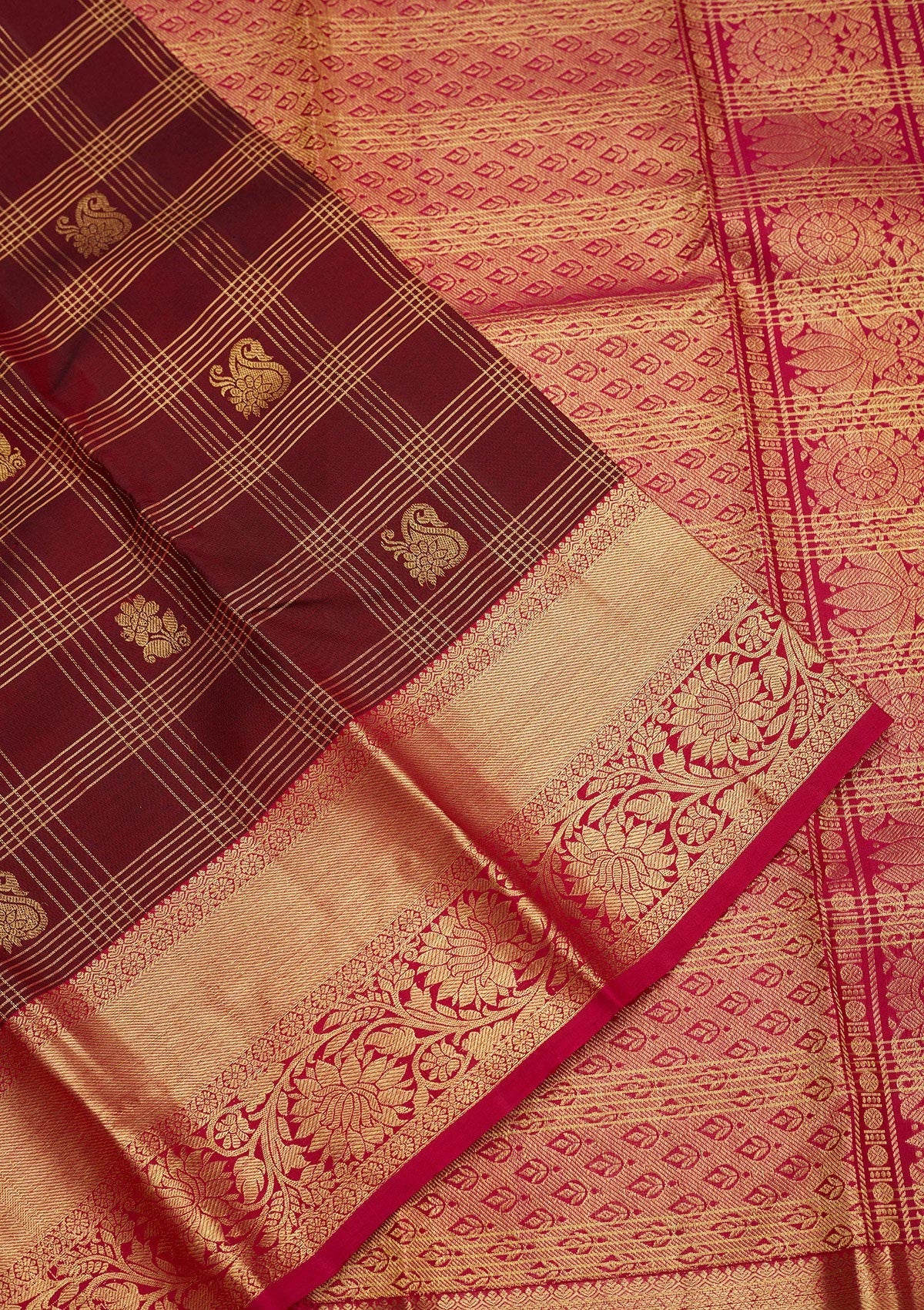 Brown Zariwork Pure Silk Saree