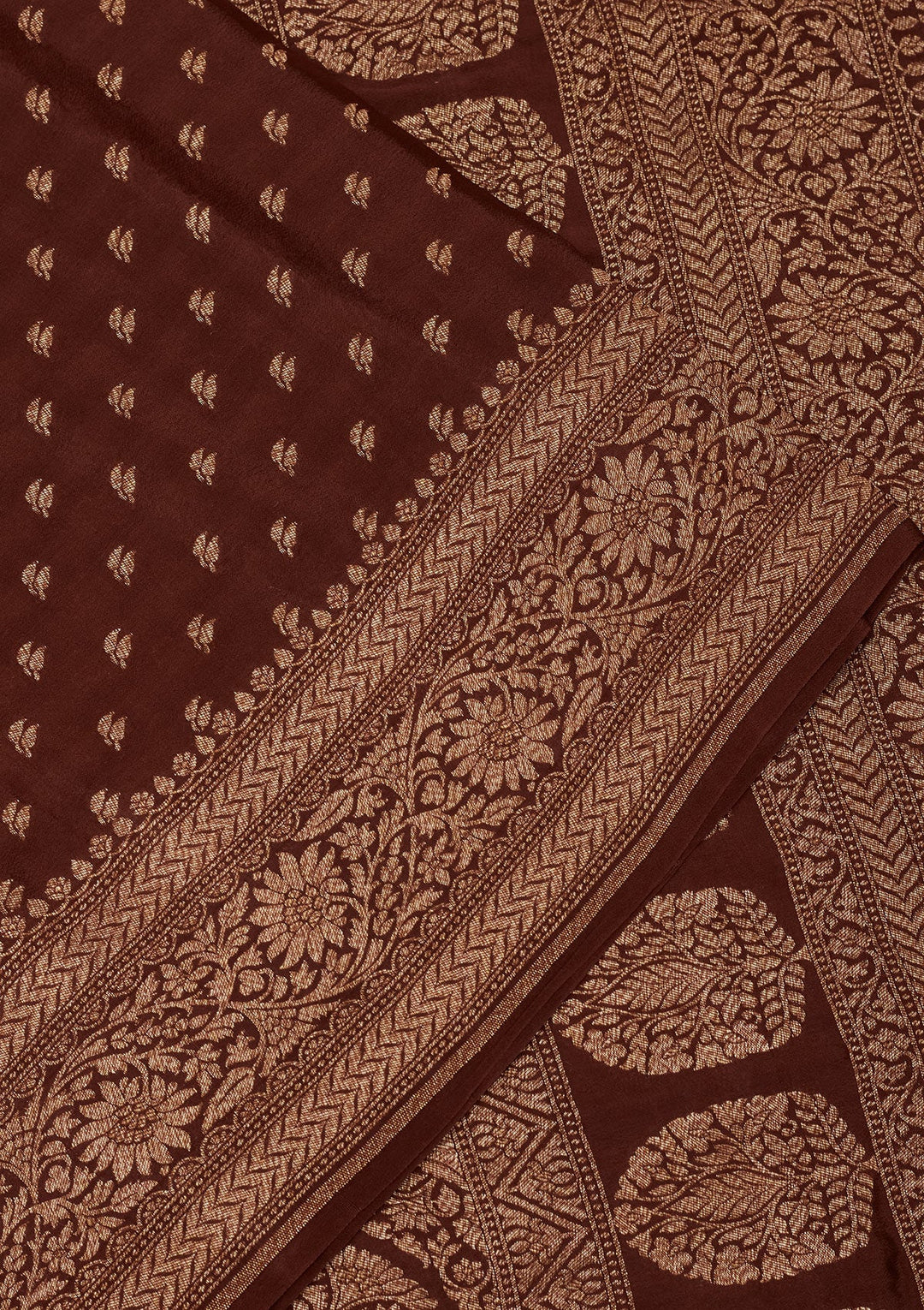 Brown Zariwork Pure Silk Saree-Koskii