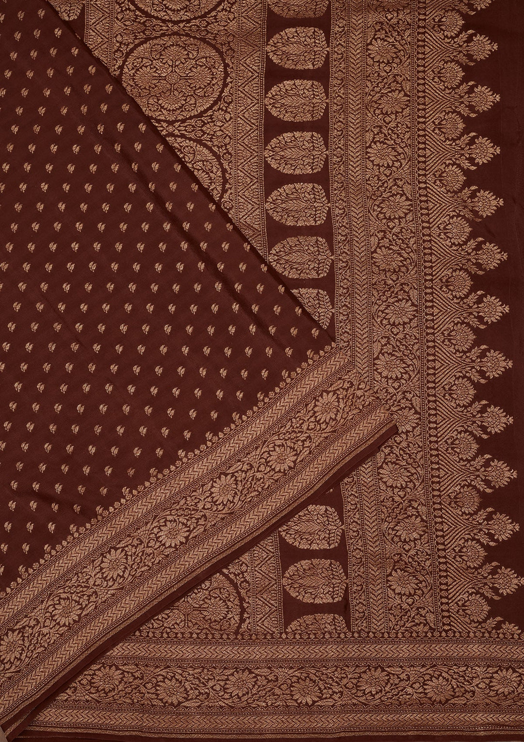 Brown Zariwork Pure Silk Saree-Koskii