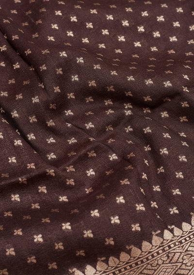 Brown Zariwork Pure Silk Saree-Koskii