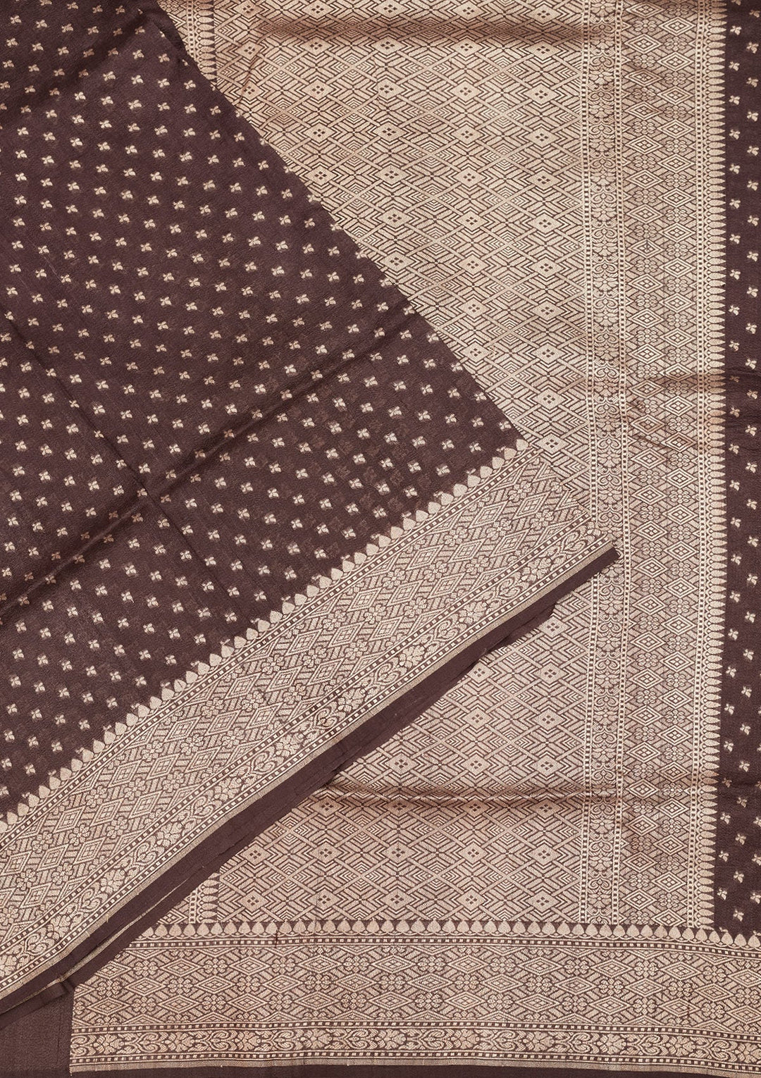 Brown Zariwork Pure Silk Saree-Koskii