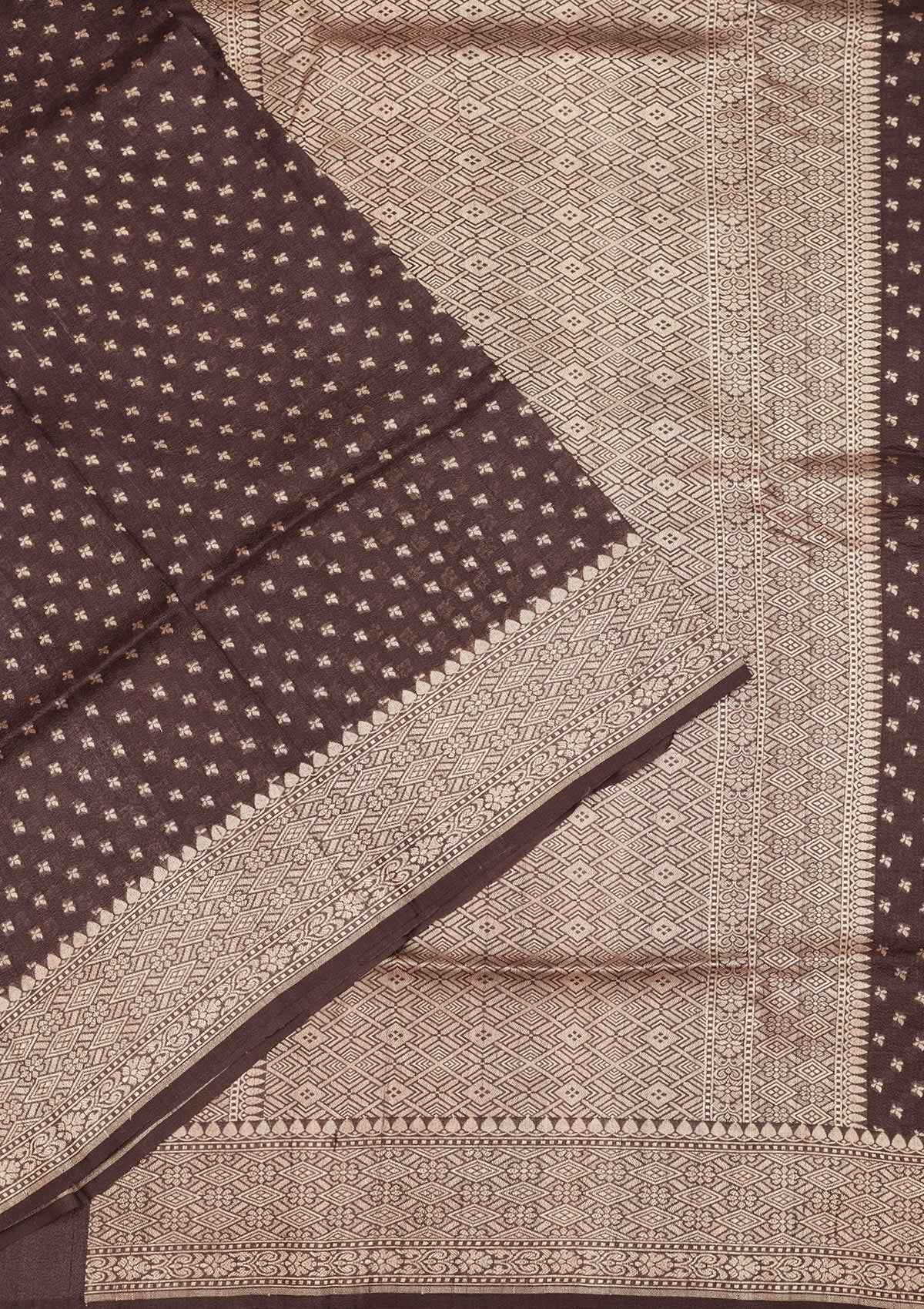 Brown Zariwork Pure Silk Saree-Koskii