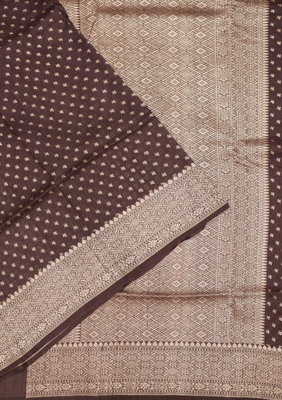 Brown Zariwork Pure Silk Saree-Koskii