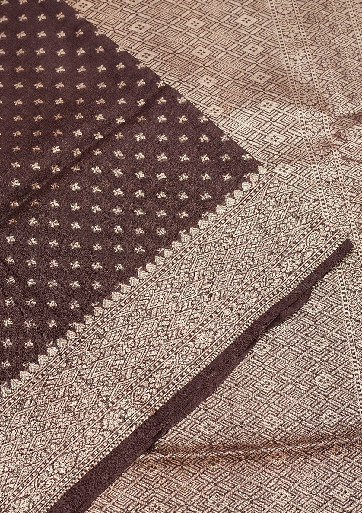 Brown Zariwork Pure Silk Saree-Koskii