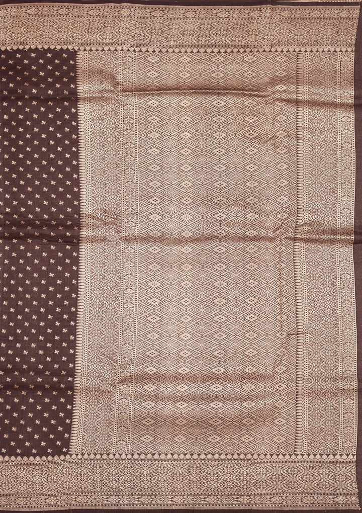 Brown Zariwork Pure Silk Saree-Koskii
