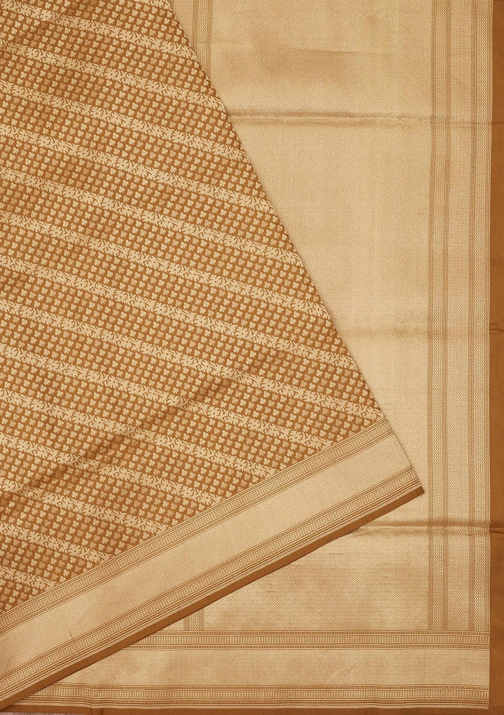 Brown Zariwork Pure Silk Saree-Koskii