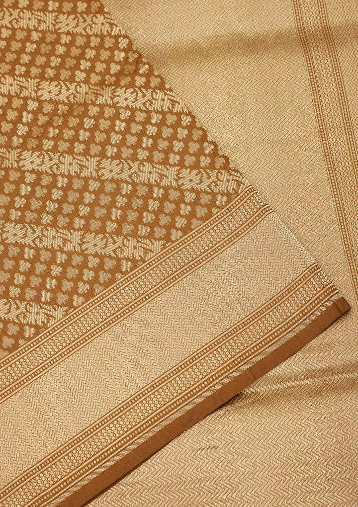 Brown Zariwork Pure Silk Saree-Koskii
