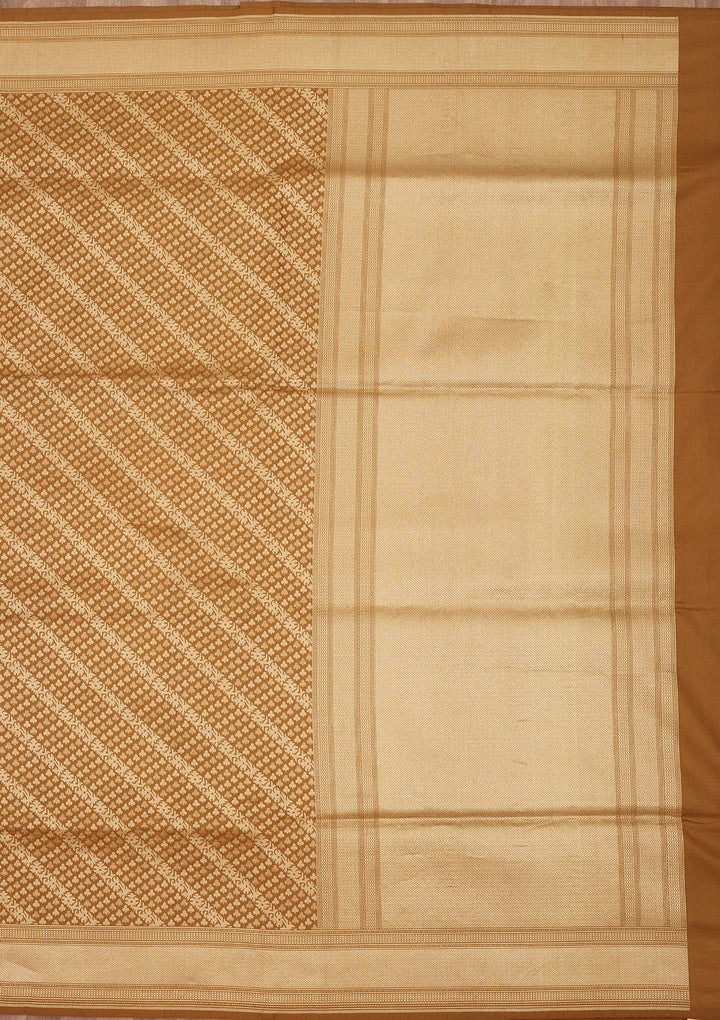Brown Zariwork Pure Silk Saree-Koskii