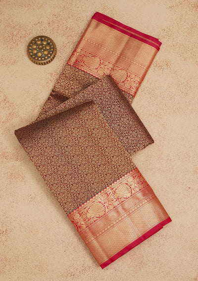 Brown Zariwork Pure Silk Saree-Koskii