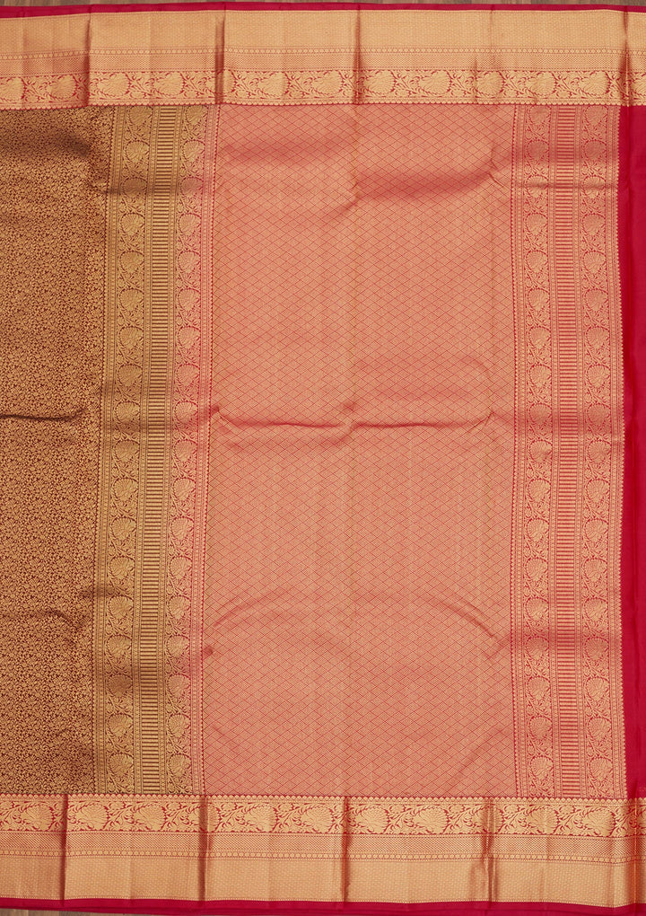Brown Zariwork Pure Silk Saree-Koskii