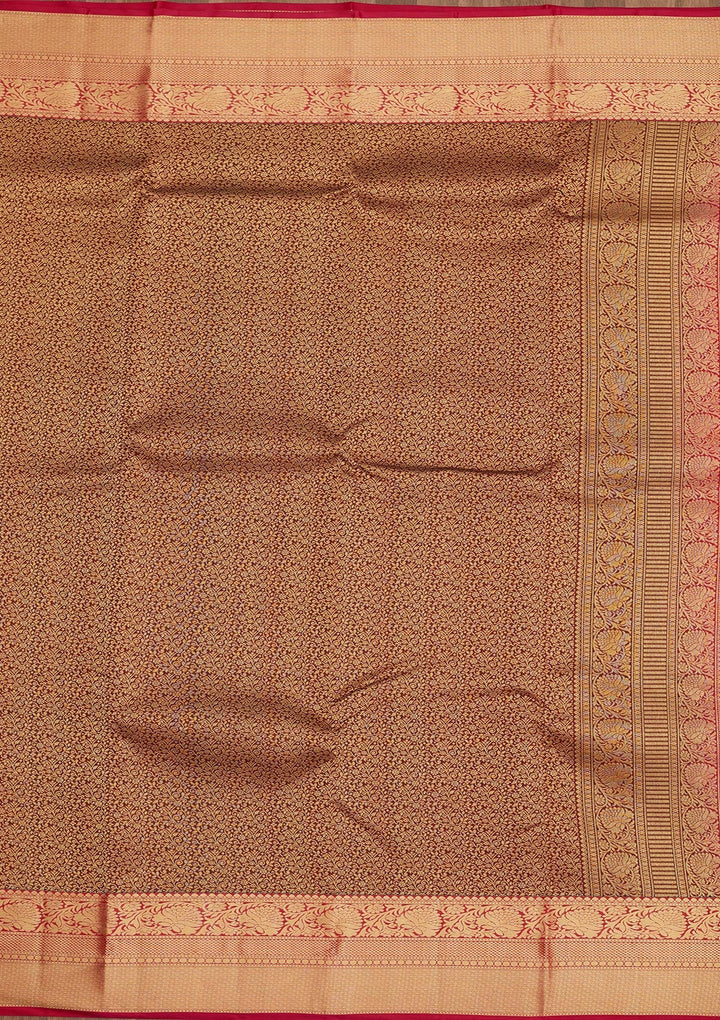 Brown Zariwork Pure Silk Saree-Koskii