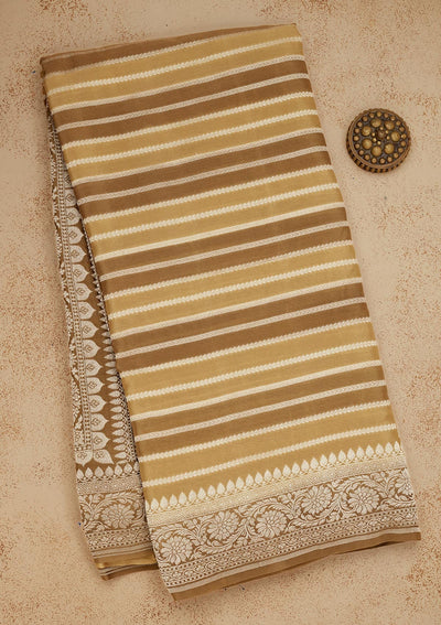 Brown Zariwork Pure Silk Saree-Koskii