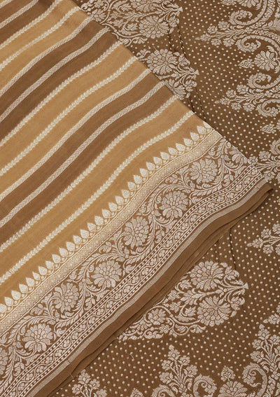 Brown Zariwork Pure Silk Saree-Koskii