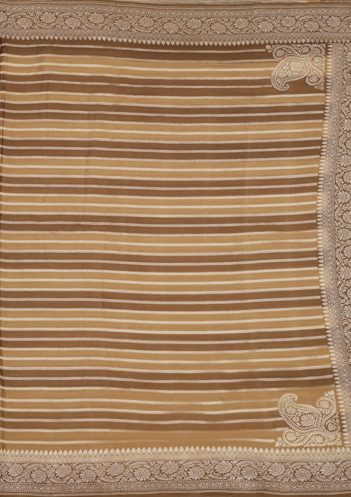 Brown Zariwork Pure Silk Saree-Koskii
