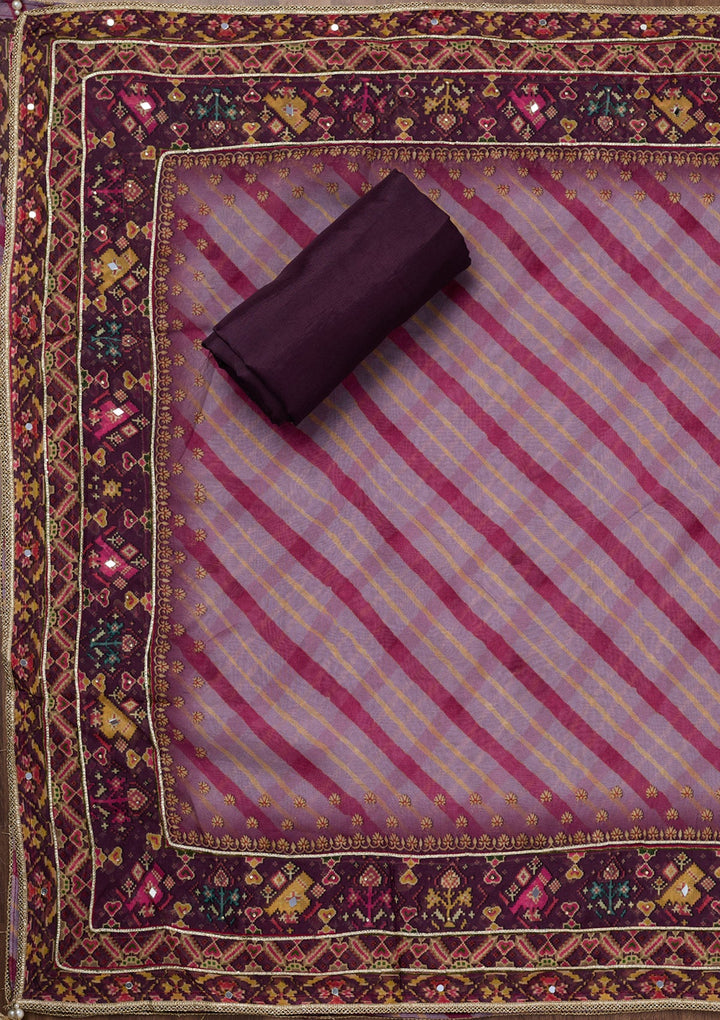 Brown Zariwork Semi Crepe Unstitched Salwar Suit-Koskii