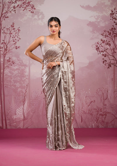 Copper Cutdana Georgette Saree-Koskii