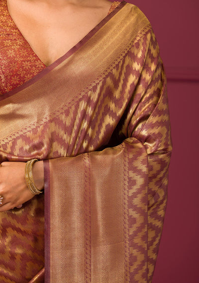 Copper Zariwork Soft Silk Saree-Koskii